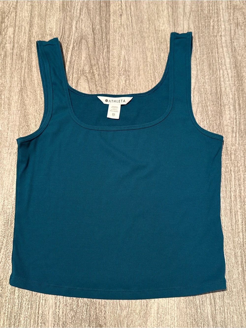 Athleta Teal Ribbed Square Neck Tank